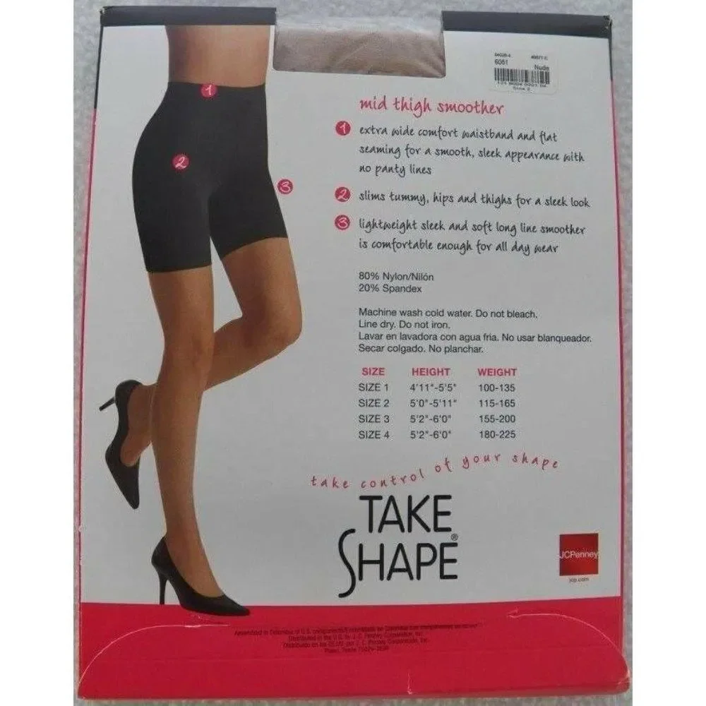 Take Shape Mid Thigh Smoother Nude Size 2 Shaper Slimmer Contouring Shapewear